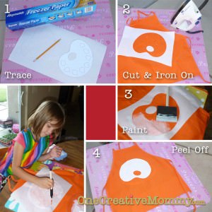Art Aprons Step 1 Images of Steps 1-4 Art Apron with Freezer Paper