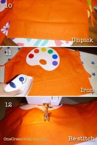 Art Aprons Step 3 Steps 10-12 to recreate pocket on apron