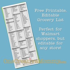 Free Printable, Editable Grocery List