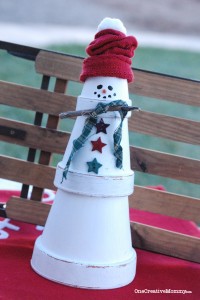 Easy Terra Cotta Snowman Tutorial from OneCreativeMommy.com--you'll be done in no time!  