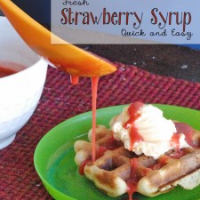 Quick & Easy Fresh Strawberry Syrup --(Only two ingredients!) Great as a topping for ice cream or breakfast a la mode {OneCreativeMommy.com}