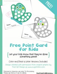Free Point Card for Kids from OneCreativeMommy {Let your kids know when they've done something good!} Stop by every month for a new design.