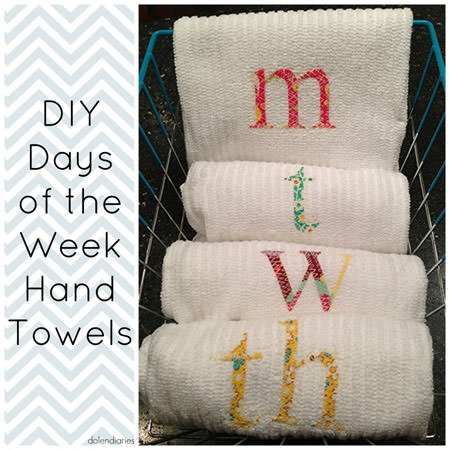 DIY Hand Towels--So simple, and perfect for neighbor or hostess gifts. {From Dolen Diaries on OneCreativeMommy.com}