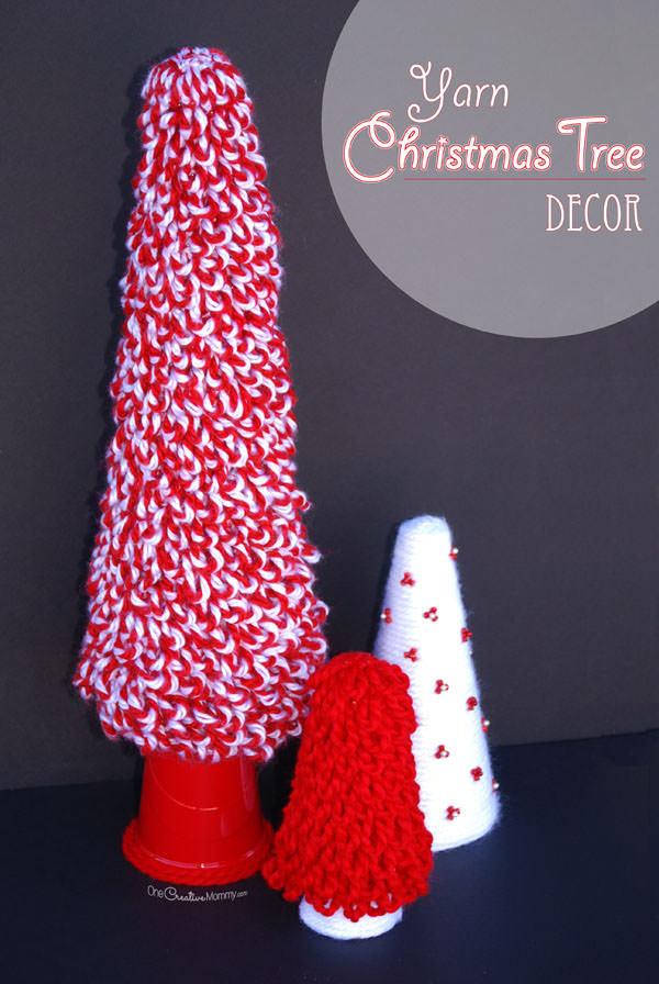 Knotted Yarn Christmas Tree Decor {OneCreativeMommy.com} DIY Christmas ...