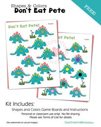 Colors and Shapes Don't Eat Pete Preschool Math Game from OneCreativeMommy.com
