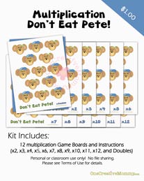 Dont Eat Pete Multiplication Game from OneCreativeMommy.com