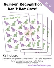 Dont Eat Pete Number Recognition Game for Preschoolers from OneCreativeMommy.com
