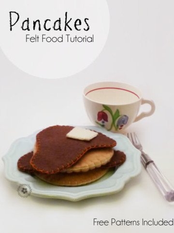 Felt Food Pancakes Tutorial with Free Pattern {Easy Beginner Project} OneCreativeMommy.com