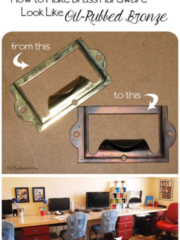 How to make brass hardware look like Oil-Rubbed Bronze! {Easy Tutorial on OneCreativeMommy.com}