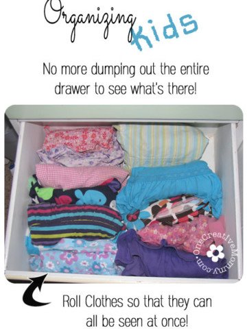 Simple and Effective Tip for Organizing Kids Clothes--Roll them! {OneCreativeMommy.com} #organization #kids
