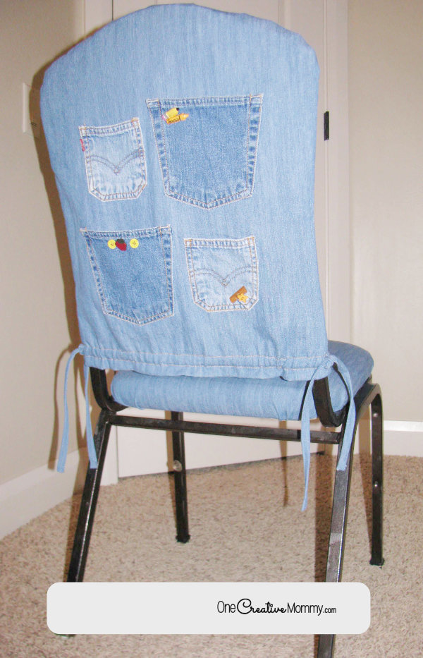 Desk Chair Makeover Easy Slipcover Tutorial {OneCreativeMommy.com} #seweasy #slipcover