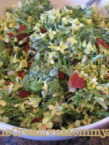 Summer Brocolli Salad with Brocolli Flowers