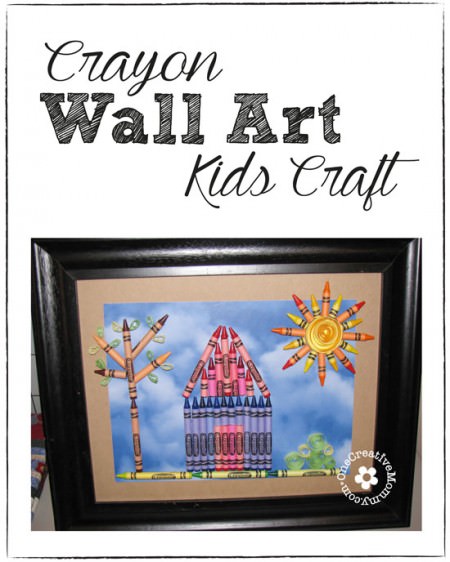 Let your kids fill the walls with inexpensive Crayon Wall Art! {Garage sale frame + a few boxes of crayons = fun!} OneCreativeMommy.com
