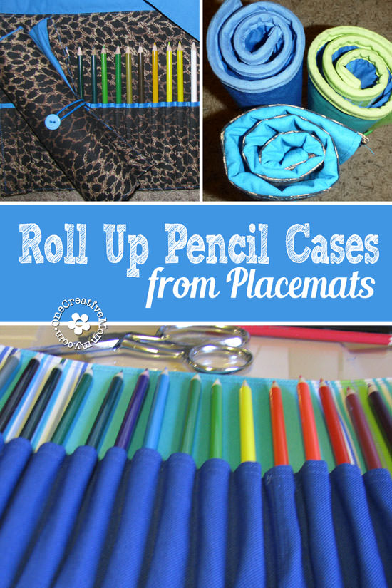 Make these fun Roll Up Pencil Cases from Placemats! A perfect gift to keep kids occupied on the go! {OneCreativeMommy.com}