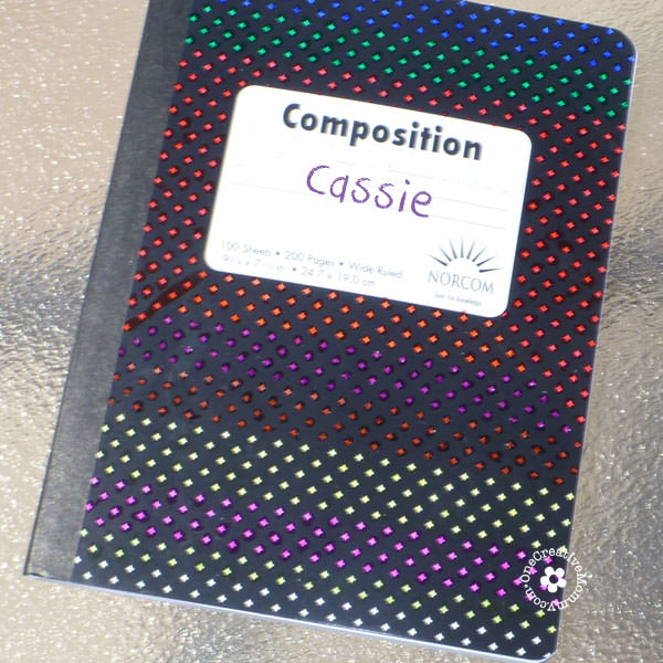 Turn drab into fab with a Composition Notebook Makeover! {Project created by my kid for kids!} OneCreativeMommy.com