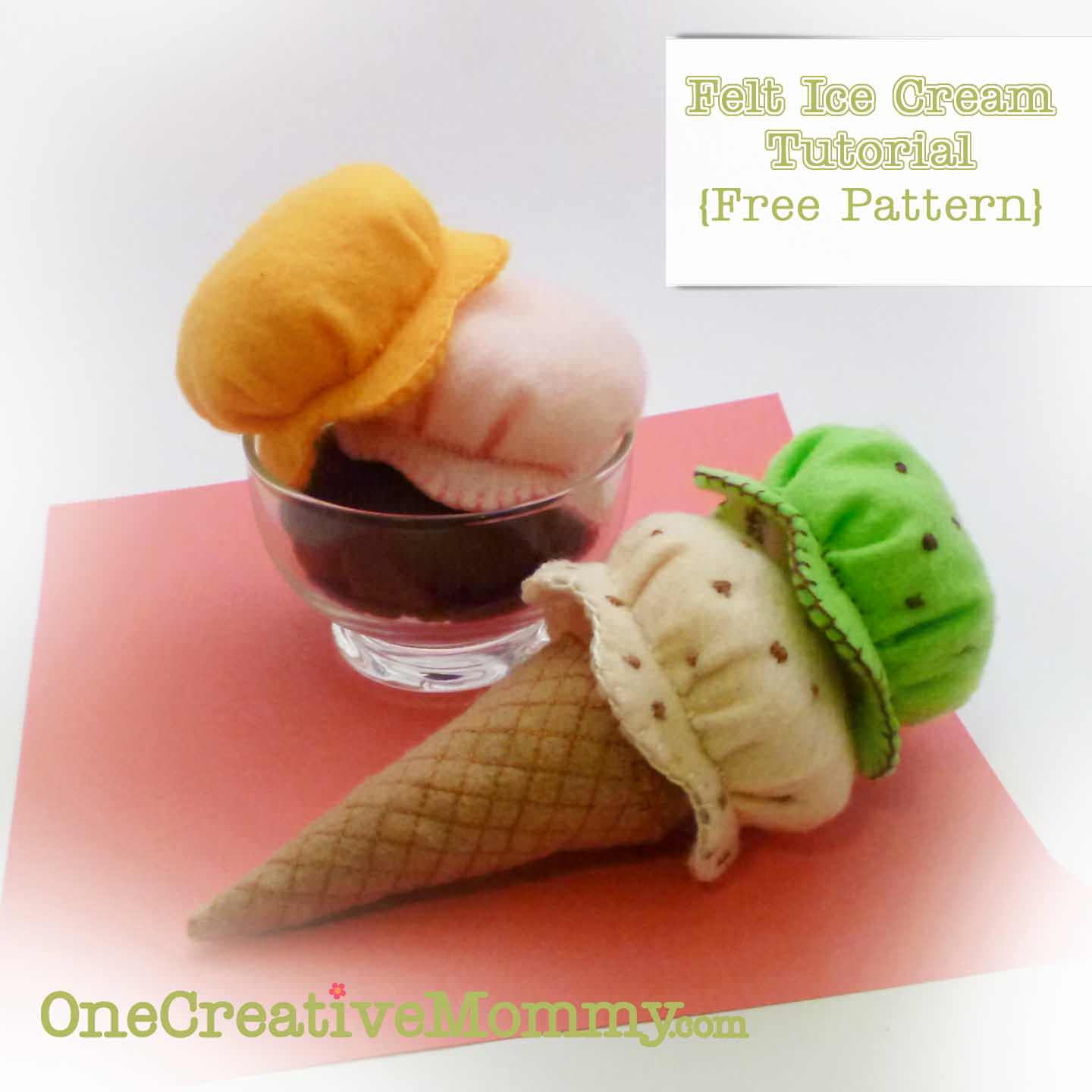 Ice cream felted toy Felted food PDF felt pattern PDF sewing pattern Frozen fruit ice