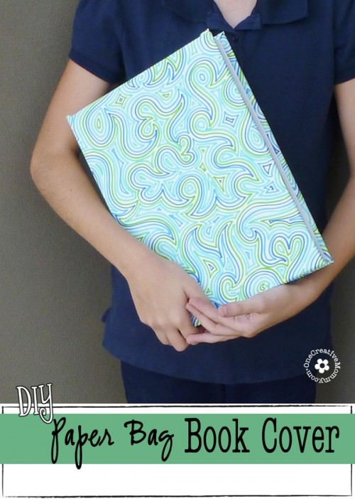 Save money on school supplies with a DIY Paper Book Cover {Plus, they're much cuter than store bought!} OneCreativeMommy.com #backtoschool