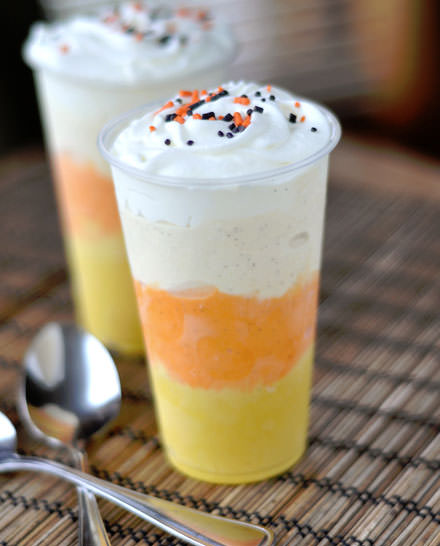 Candy Corn Milkshakes from Mel's Kitchen Cafe #candycorn #recipe