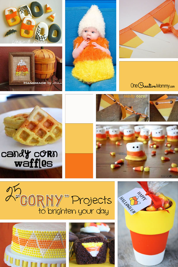 25 Corny Projects to Brighten Your Day {OneCreativeMommy.com} #candycorn #recipes #crafts
