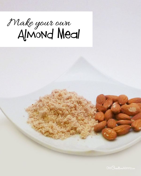 DIY Almond Meal--Almond flour and meal is sooo expensive! Save money and grind your own. It's so yummy! {OneCreativeMommy.com}