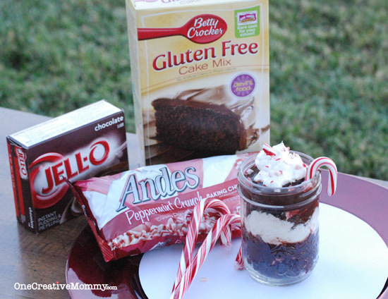 Gluten-Free Individual Peppermint Chocolate Trifle Cups {OneCreativeMommy.com}