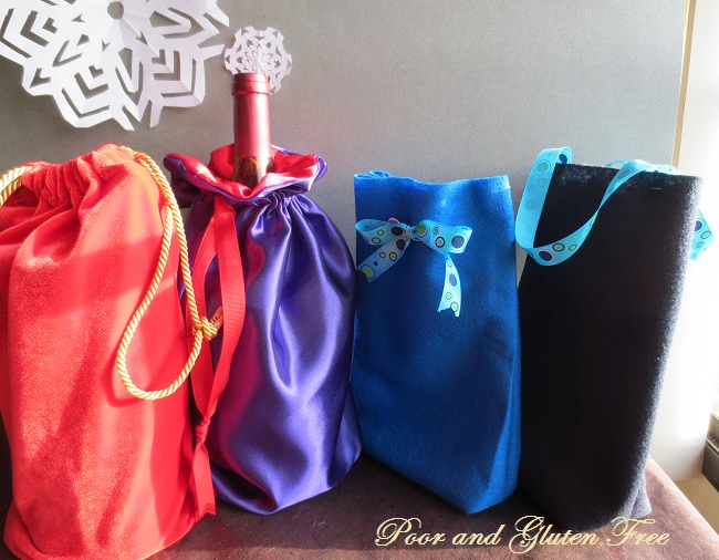 Drawstring Gift Bag Tutorial from Poor and Gluten Free--Easiest Christmas Wrapping Ever--and no waste