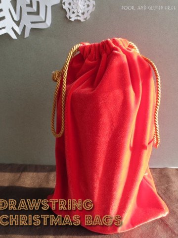 Save money each Christmas and be Eco-Friendly with gorgeous drawstring bags that can be reused every year. {Poor and Gluten Free guest post on OneCreativeMommy.com}