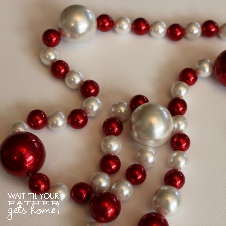 a string of red and white beads