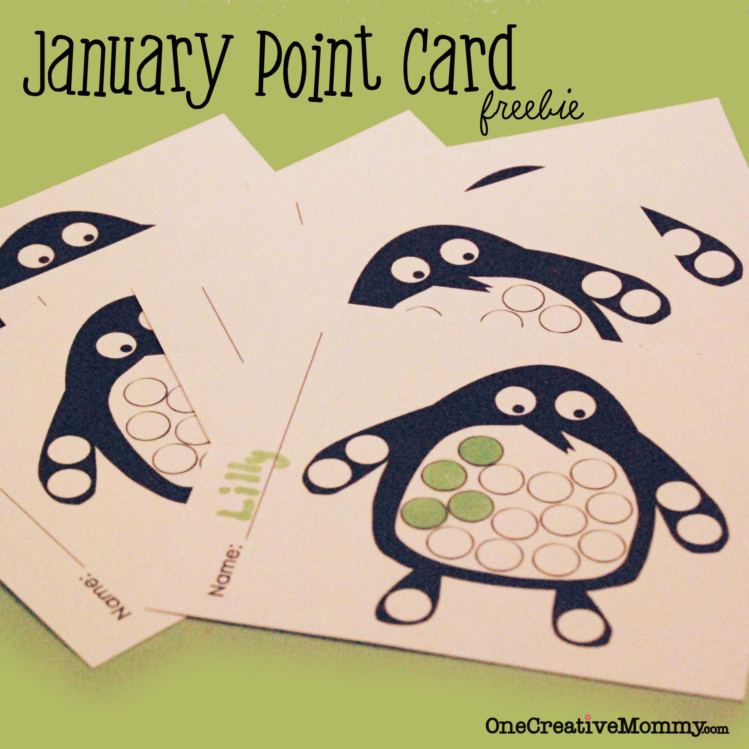 Free Penguin Point Card from OneCreativeMommy.com (Come back each month for a new design!) #pointcard#freebie#motivation