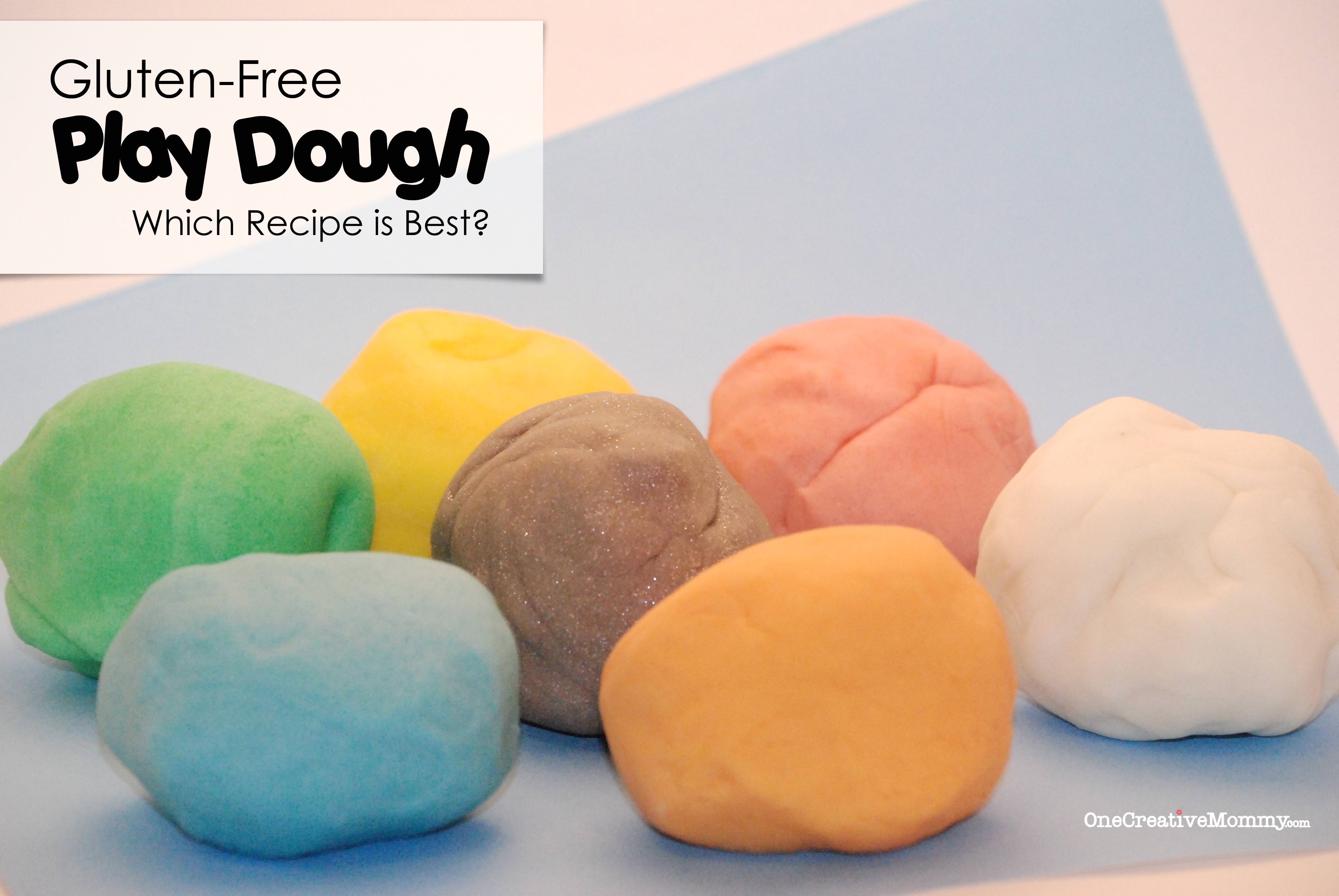 Gluten-Free Play Dough Recipe Review and Tips from OneCreativeMommy.com -- I tried three recipes to see which was the best! #glutenfree #playdough
