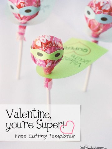 Tootsie Pop {Valentine--You're Super!} with Free Cutting Templates #silhouette #valentine #printable