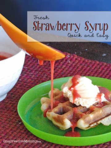 Quick & Easy Fresh Strawberry Syrup --(Only two ingredients!) Great as a topping for ice cream or breakfast a la mode {OneCreativeMommy.com}