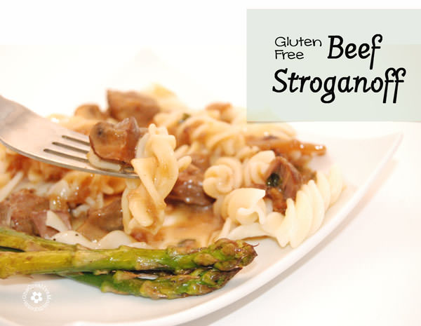 Gluten Free Beef Stroganoff with Shallots and Crimini Mushrooms from OneCreativeMommy