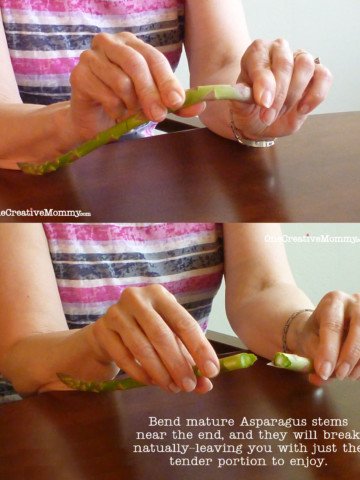 How to remove tough ends of asparagus from OneCreativeMommy {No more guess work!}