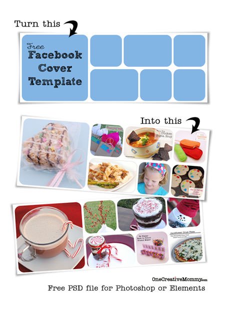 Free Facebook Cover Template for Photoshop or Elements {PDF file to easily update your facebook cover with a fun picture collage.} OneCreativeMommy.com