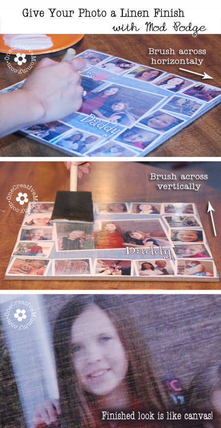 Father's Day Photo Gift Idea | Easy Mod Podge photo tile.  Free photoshop template available at the same site {OneCreativeMommy.com}