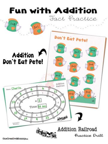 Fun with Addition Facts Practice for Kids from OneCreativeMommy.com