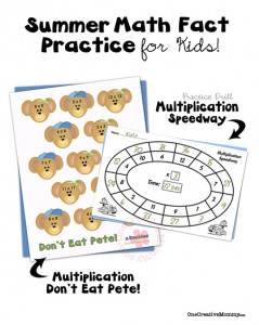 Summer Math Fact Practice Ideas for Kids {Multiplication} from OneCreativeMommy.com