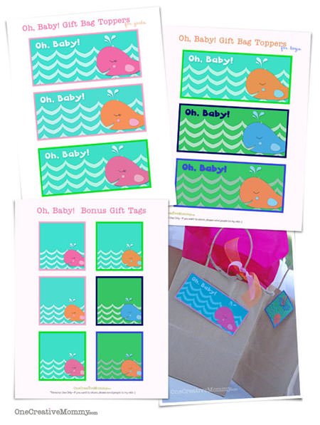Printable Baby Gift Bag Toppers from OneCreativeMommy.com