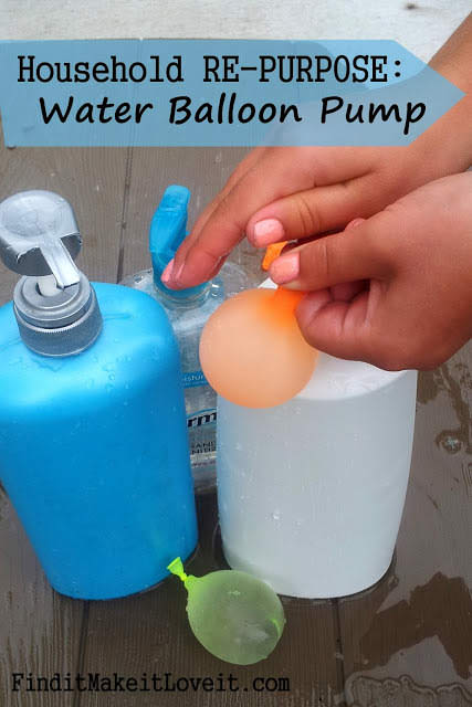 Household Re-Purpose Water Balloon Pump from Find It, Make It, Love It {Now Your Kids Can Fill Balloons All By Themselves!}
