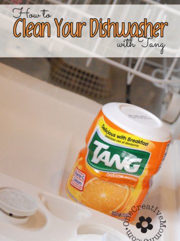 Clean Your Dishwasher with Tang! Before you call an expensive repairman, try this simple method to get your dishwasher working like new again! {OneCreativeMommy.com}