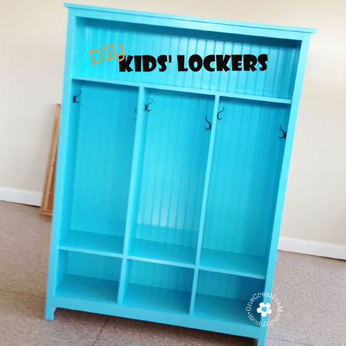 DIY Storage Lockers for Kids -- No Mudroom? No problem! {OneCreativeMommy.com}