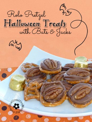 Rolo Pretzel Halloween Treats with Bats & Jacks {Great neighbor gift!}