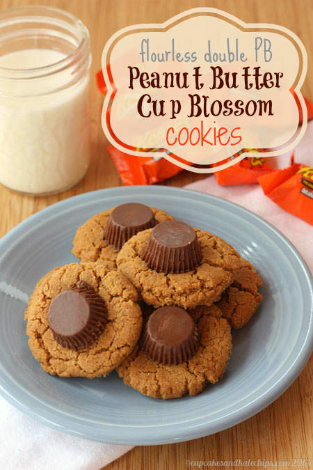 Flourless Double Peanut Butter Cup Blossom Cookies {You won't believe these cookies are gluten free! So yummy!}
