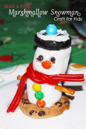 Quick and Easy Marshmallow Snowman Craft for Kids - onecreativemommy.com