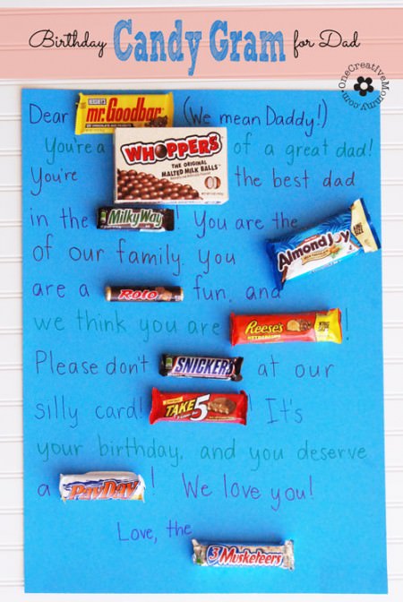 Birthday Candy Gram for Dad - onecreativemommy.com