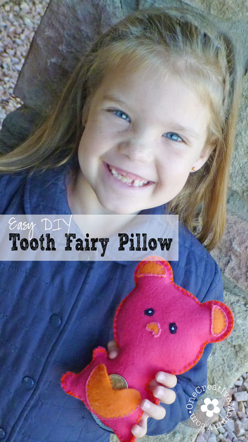 No more lost teeth or coins!  Make things simple for the Tooth Fairy with an Easy DIY Tooth Fairy Pillow!  {OneCreativeMommy.com}