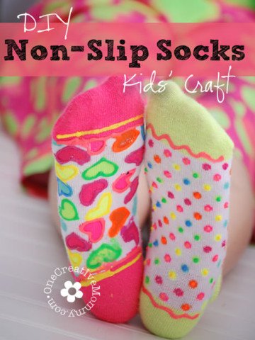 DIY Non-Slip Socks--Fun kids' craft or birthday party activity! {OneCreativeMommy.com}