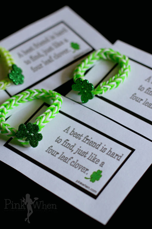Rainbow Loom Lucky Charm Bracelet and Free Printable from Pink When