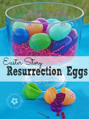 Help your kids focus on the real meaning of Easter with Easter Story Resurrection eggs {Week-long activity from OneCreativeMommy.com}